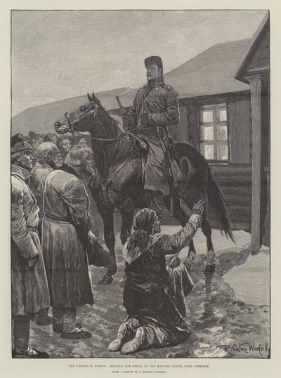 俄罗斯的饥荒，在Simbirsk附近的市长府乞讨面包 作者 Richard Caton Woodville junior