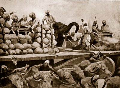 纳瓦布在Plassey的炮兵，来自&39;哈钦森的英国民族故事&39;，c.1923 作者 理查德·卡顿·伍德维尔初级