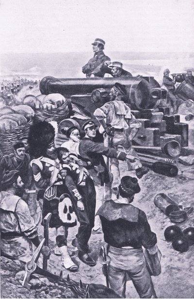 1815年对塞瓦斯托波尔的袭击，1915年英国陆地和海上战役的插图 作者 理查德·卡顿·伍德维尔初级