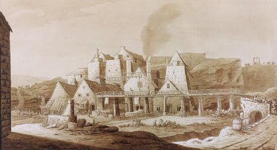 在Blaenavon工作，由William Coxe撰写的“Monmouthshire的历史之旅”，于1801年出版（笔和棕色墨水和棕色水洗石墨在纸上） 作者 理查德·柯尔特·霍尔