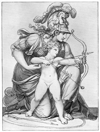 密涅瓦（Minerva）指挥丘比特之箭，18世纪末-1912年初。 作者 理查德·科斯威
