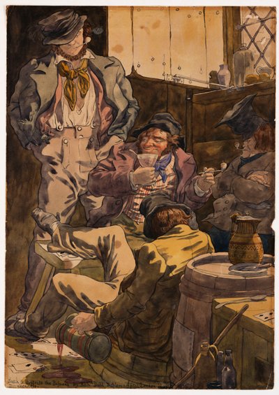 描绘激情的素描-醉酒，1854年 作者 理查德·达德
