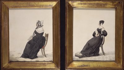 寡妇的两幅肖像，1837年（wc和铅笔在纸上） 作者 理查德·邓顿