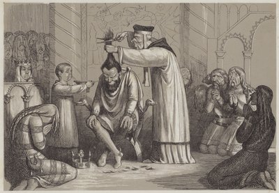 由诺曼主教（aquatint）对亨利一世进行的正义待遇 作者 理查德·道尔