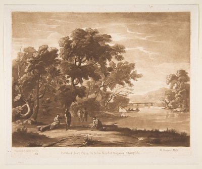 有人物的风景，1774年。 作者 理查德·厄洛姆（Richard Earlom）
