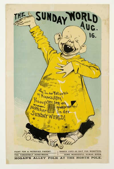 8月16日星期日世界：说，Hogans Alley的Im der Yellow Kid ...，c.1895-98 litho 作者 理查德·费尔顿（Richard Felton Outcault）
