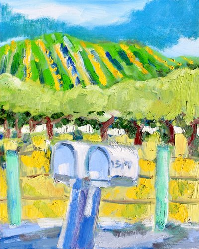 Mailboxes and Vineyard, Napa, 2019 作者 理查德·福克斯