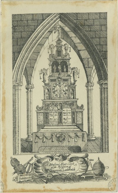 利奇菲尔德-音乐祭坛时钟：用墨水追踪，nd [？18th cent]（绘画） 作者 理查德·格林