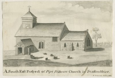 Pipe Ridware Church：棕褐色画，1777年 作者 理查德·格林