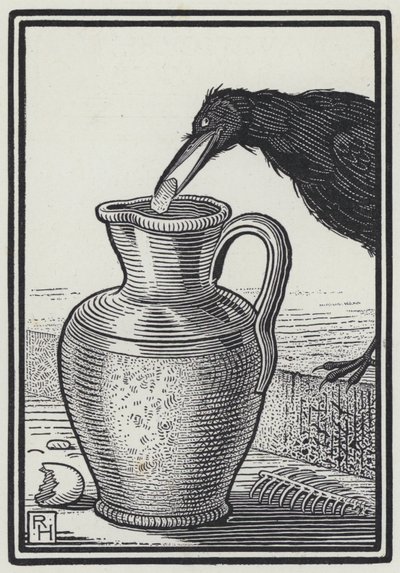 The Crow And The Pitcher (engraving) 作者 理查德·海威