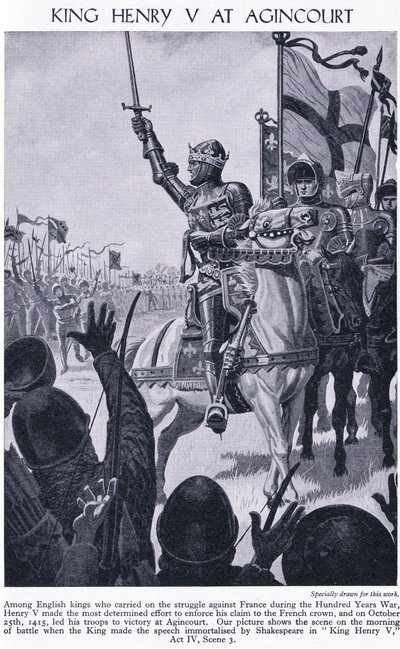 国王亨利在Agincourt公元1415年，公元1950年 作者 理查德·亨利·布洛克