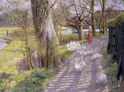 The Mill Pond的路径，1900年 作者 理查德·亨利·布洛克