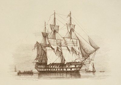 卡诺普斯 80 炮一等二等，约 1849 年（蚀刻版画） 作者 理查德·亨利·尼布斯
