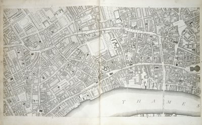 c.1792-1799年的“伦敦和威斯敏斯特的城市计划，南沃克自治市及其附近地区” 作者 理查德·霍伍德