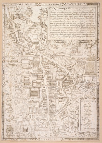 剑桥地图，来自Caius&39;Jistoria Cantabrigensis Academia&39;，1574 作者 Richard Lyne