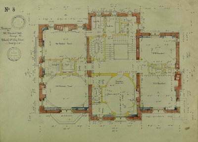 伊利诺伊州芝加哥威廉-博登住宅，二层平面图 作者 理查德·莫里斯·亨特