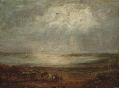带马车的海滩场景，1825年 作者 理查德·帕克斯·博宁顿