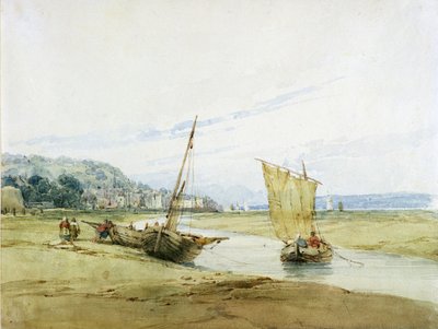 在Honfleur附近，1822年（纸上石墨） 作者 理查德·帕克斯·博宁顿