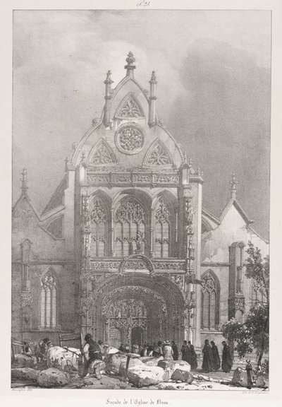 弗朗什·孔戴（Franche-Compté）在法国的风景如画和浪漫之旅：1825年，布劳教堂正面。 作者 理查德·帕克斯·博宁顿