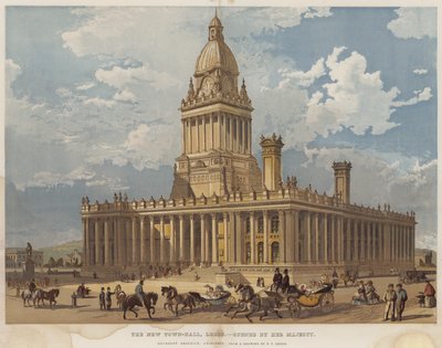 利兹新城市政厅由女王陛下开设（chromolitho） 作者 Richard Principal Leitch