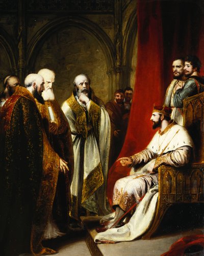 亨利三世（Henry III）答复坎特伯雷大主教和索尔兹伯里，温彻斯特和卡莱尔的主教，他们要求对国家进行改革， 作者 理查德·韦斯特尔