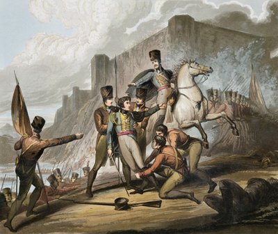 来自“惠灵顿公爵的胜利”的波尔图，由T. Fielding，酒吧雕刻而成。 1819 作者 Richard Westall