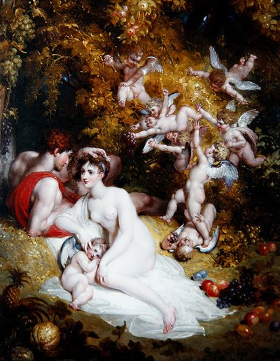 Vertumnus和Pomona，约1807年（油画板）。 作者 理查德·韦斯特尔