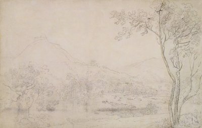 卡斯特迪纳斯布兰，威尔士（纸上石墨和黑色粉笔） 作者 理查德·威尔逊