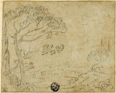 意大利风景，前景为伞形松树 作者 理查德·威尔逊