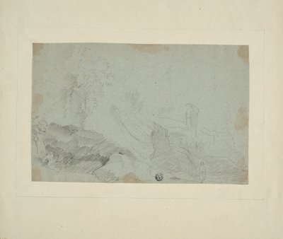 岩石景观与站立人物 作者 理查德·威尔逊