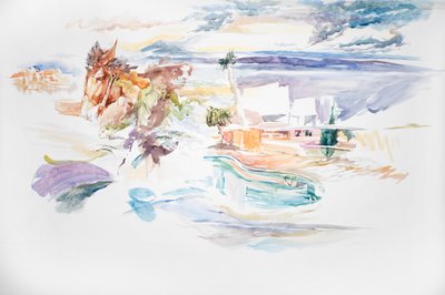 沙漠公寓，2023 年（水彩画） 作者 罗布·D·戴维斯