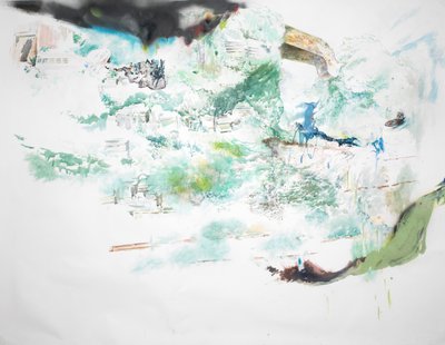 被裁剪的河堤，2023 年（水彩画） 作者 罗布·D·戴维斯