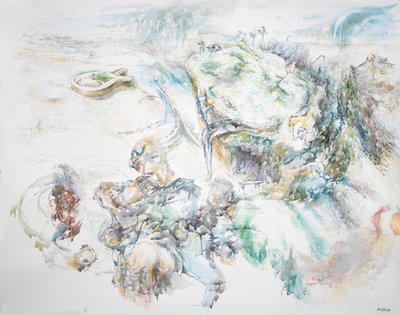 被裁剪的要塞，2023 年（水彩画） 作者 罗布·D·戴维斯