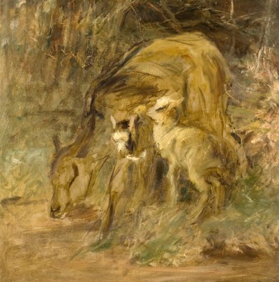 Goat and Kids (oil on canvas) 作者 罗伯特·亚历山大（Robert Alexander）