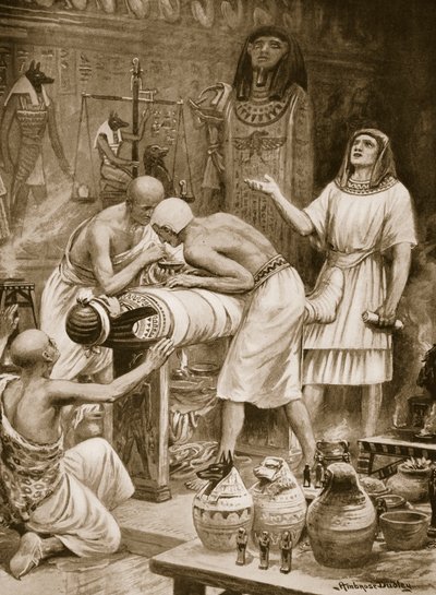 殓葬死者》，插图，选自《哈钦森国家史》，约 1910 年（平版） 作者 罗伯特·安布罗斯·杜德利