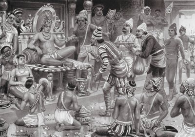 Chalukhya 王普利克辛二世接见波斯使节（石版画） 作者 罗伯特·安布罗斯·杜德利