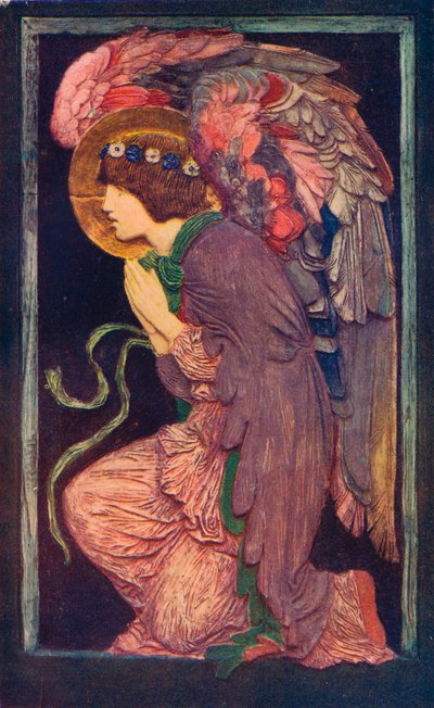 罗伯特·安宁·贝尔（Robert Anning Bell）的彩色石膏浮雕《天使崇拜》，c1901 1901-1902。 作者 罗伯特·安宁·贝尔