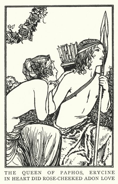 帕福斯的女王，埃里辛，在心里对玫瑰花脸的阿东爱不释手（literho）。 作者 罗伯特·安宁·贝尔