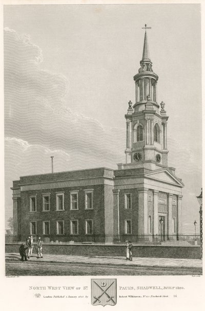 圣保罗的西北视图，Shadwell，伦敦，建于1820年 作者 罗伯特·布莱默尔·施内伯贝利