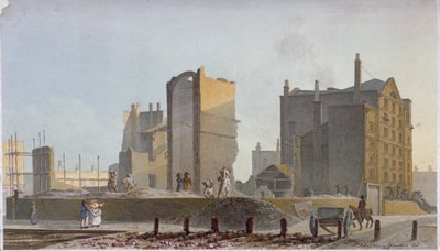 伦敦斯蒂芬尼商业路的废旧建筑，1820年 作者 罗伯特·布雷默尔·施内伯贝利