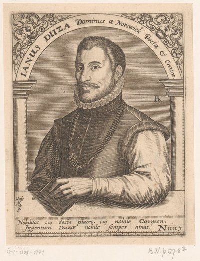雅努斯-杜萨肖像
Janus Duza Dominus，诺特威克诗人兼演说家。(物品上的标题）
十五和十六世纪学者肖像系列（系列名称） 作者 罗伯特·博萨德