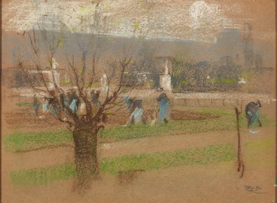 巴黎杜乐丽花园的球茎种植（粉彩画） 作者 罗伯特·布劳
