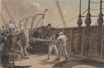 1865年7月25日大东方号上的第一次事故后的电缆拼接，1865-66。 作者 罗伯特·查尔斯·达德利