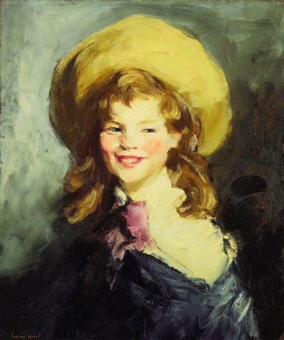 戴着大帽子的女孩， 作者 Robert Cozad Henri