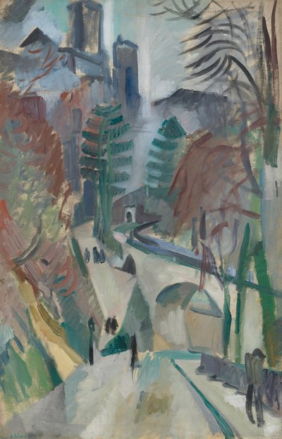 拉昂的风景，1912年。 作者 罗伯特·德劳内
