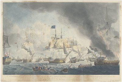 卡姆佩尔杜因之战（1797 年）：巴塔夫舰队的失败
1797 年 10 月 11 日下午战败的荷兰舰队，显示德温特海军上将的旗船被击毁（......）（标题见实物） 作者 罗伯特·多德