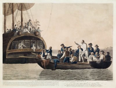 1789年4月29日，叛变的布莱因中尉和一些军官以及乘员组漂流的兵变。 1790年 作者 罗伯特·多德
