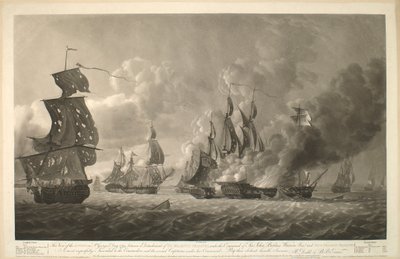 这幅 1794 年乔治节约翰-博拉斯-沃伦-巴伦爵士指挥的皇家游艇支队与四艘法 国游艇之间的战斗图景，谨致海军准将及其属下的几位舰长： "1794年乔治节，约翰-博拉斯-沃伦-巴伦爵士指挥的皇家游艇支队与四艘法 国游艇之间的战斗图景。 作者 罗伯特·多德