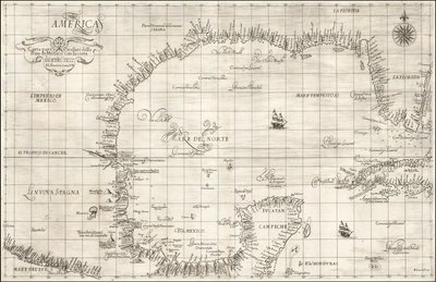 1646 年罗伯特-达德利绘制的墨西哥湾地图 作者 罗伯特·杜德利