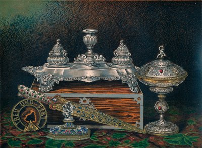 墨盒支架，纸张重量，猎刀或匕首，塔扎纸，纸张重量，1863年 作者 罗伯特·杜德利